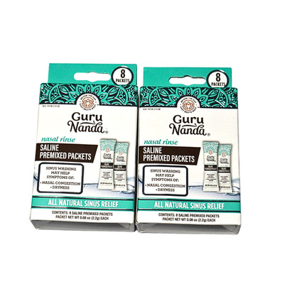 2 GuruNanda Nasal Rinse Saline Premixed  8pkts Sinus Allergy Congestion Relief