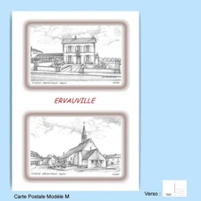 CP M 45424-425 POSTCARD 2 DRAWINGS 45 ERVAUVILLE