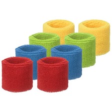 Wristbands Sweatbands, Sports Wrist Bands 3 x 2" 8 Pack Classic Colors