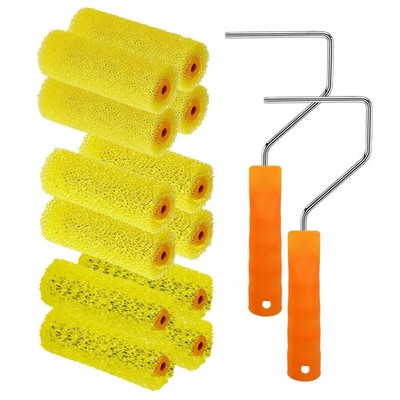 YLTOLOO 12 Pcs Textured Paint Roller Covers with 2 Frames Set 4 inch 3 Textures