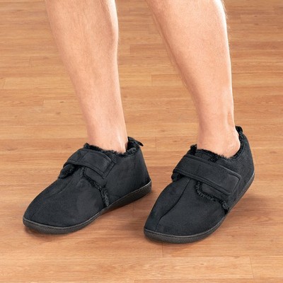 Silver Steps Diabetic Comfort Slippers Mens, Black, LG