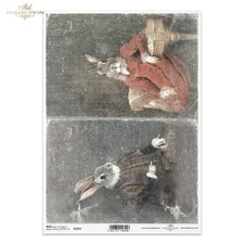 Bunny Portraits #3 | A4 Rice Paper | Paper for Decoupage | ITD Collection