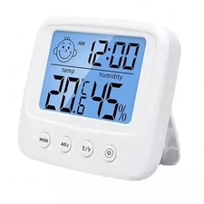 Electronic Indoor Thermometer Hygrometer Digital LCD Time Humidity Temperature
