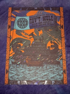 Gov t Mule Foil Poster NJ/NY Dec 2017 Status Serigraph Signed #7/25 VE 18x24