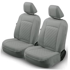 2PCS Front Seat Covers for Chevy Silverado GMC Sierra 1500 2500 Solid Gray