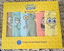 Nickelodeon SpongeBob Square Pants No Show Socks Shoe Size 5-11.5 S/M Kids