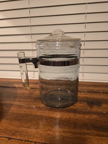 Vintage PYREX FLAMEWARE BLUE GLASS 8 Cup Stovetop Coffee PERCOLATOR