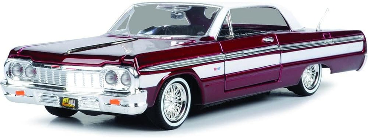 ミニカー '64 Impala Convertible Lowrider 1964 Chevy Impala Lowrider Hard Top Candy Red Metallic with White