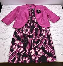 Dana Kay Women's Dress Size 14 Pink Floral Print 2 Piece Set Blazer And Dress