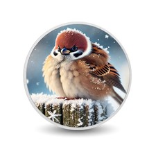  Snowy Sentinel: A Sparrow's Rest 1 oz argento