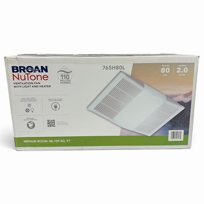 Broan NuTone 765H80L 80 CFM Bathroom Exhaust Fan Light 1300W Heater