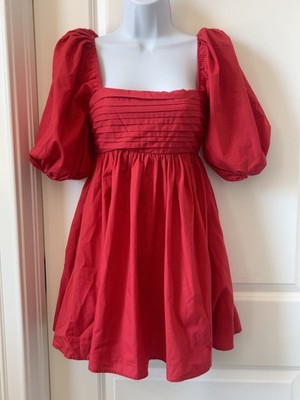 Abercrombie & Fitch Red Puff Sleeve Mini Dress Women s XXS Petite
