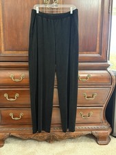 NWT Eileen Fisher black velour straight leg with pockets pants size M