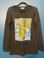 POL Women’s Small Long Sleeve Koala Bear Graphic Black Top