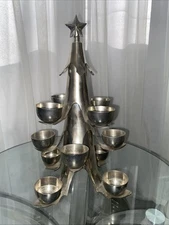 Silver Metal Christmas Tree Tea Light Candle Holder 12” Centerpiece 12 Beautiful