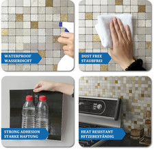 MOFIT Square Mosaic Self Adhesive Wall Tiles Stickers Kitchen,Stone Stick on