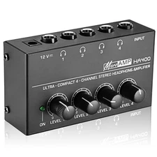 4-Channel Stereo Headphone Amplifier Mini 6.35mm Audio Monitor Amp Club Studio