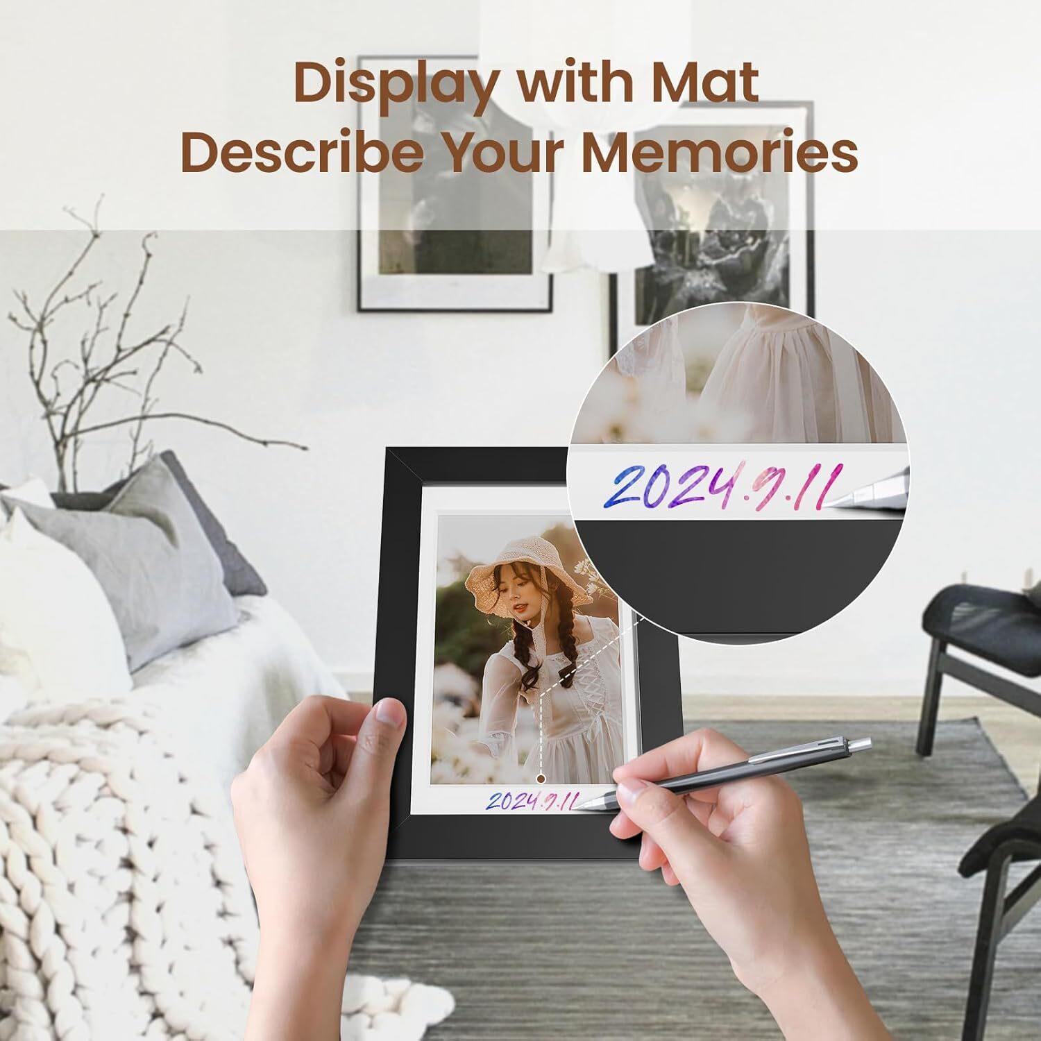 5X7 Picture Frames Set of 3 with Mat to Display 4X6 Picture,Plastic Black Photo 