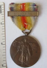 Original Vintage WW1 VICTORY MEDAL with US NAVY SUBMARINE SERVICE BAR