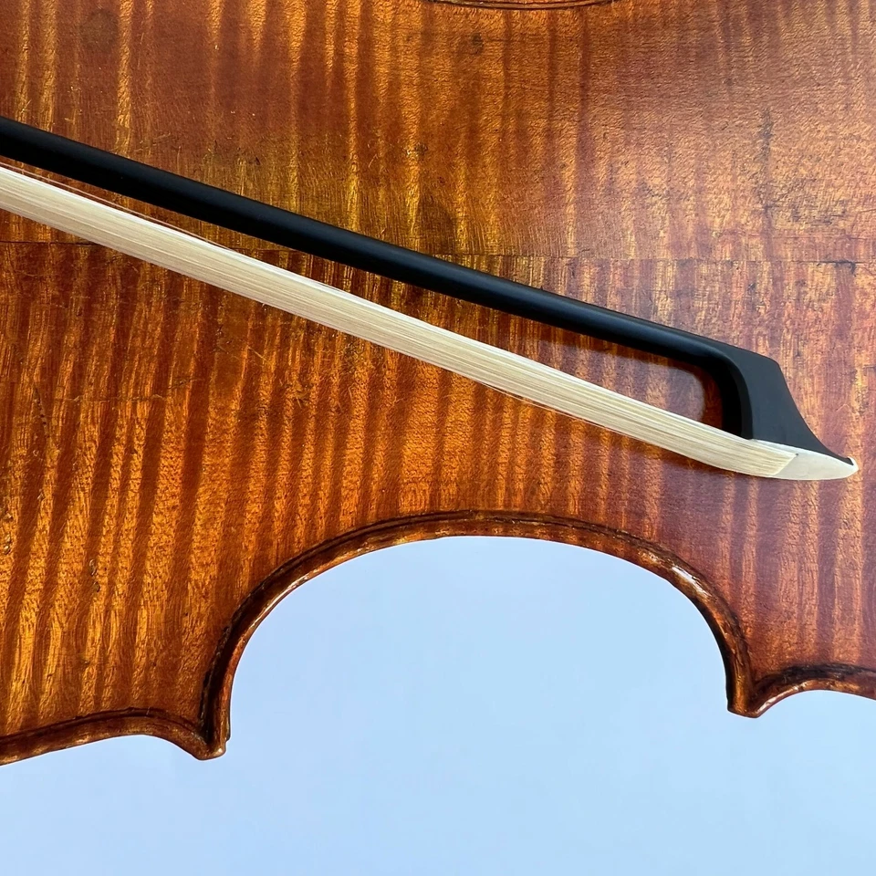 NEW 3/4 Carbon Fiber Violin Bow Ebony Frog 3/4-Round Stick Real Horse Hair - Image 2 of 4