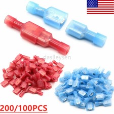 200/100pcs Insulated Male Female Wire Spade Terminal Crimp Connectors 22-10 AWG