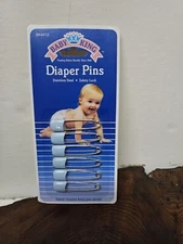 Baby King Diaper Pins Safety Lock  Pin Stainless  6-pk Blue