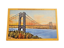 Postcard Vintage George Washington Bridge And Hudson River New York City A75