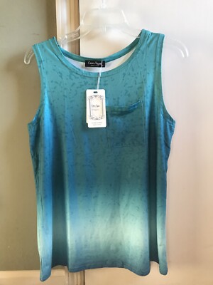 New With Tags Coeur De Vague Green Sleeveless Top Tank w Pocket Small  NWT
