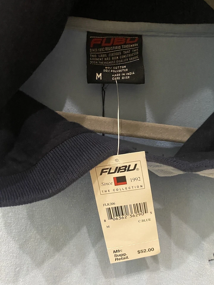 Sudadera con Capucha de Terciopelo Fubu De Colección Hip Hop Años 90 Y2K | Borde Azul Alto/Azul Marino | Para Hombre M Foto 2 de 4