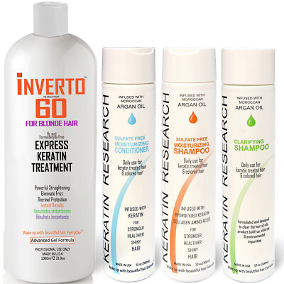 Inverto 60 BLONDE 1000ml XL SET Keratin Hair Treatment Formaldehyde Free 