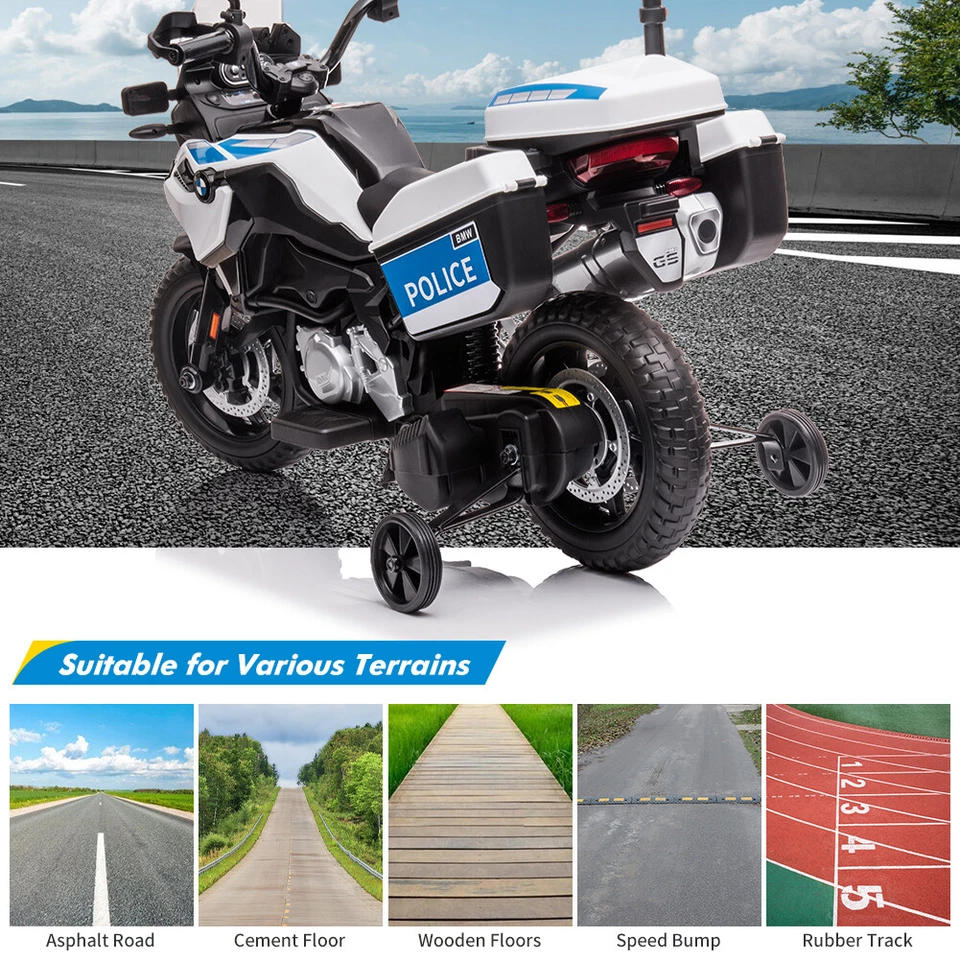 12V Kids Ride On Police Motorcycle with 2 Speed EVA Tire 2 Storage Boxes Lights - Image 4 of 4