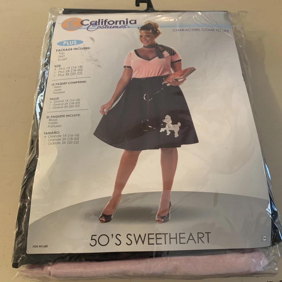 Disfraz de Halloween talla grande Sweetheart años 50 para mujer 1X-XL 16-18 NUEVO Foto 3 de 4