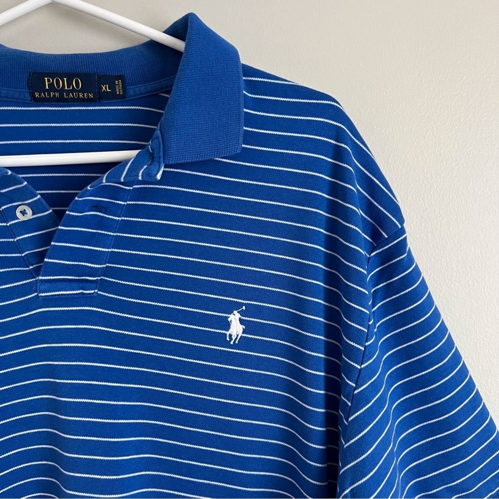 Polo Ralph Lauren uomo XL blu righe polo manica corta camicia piccolo pony cotone