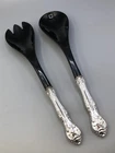 King Edward by Gorham Sterling Silver 2 pc. Salad Set with Black Plastic Bowls