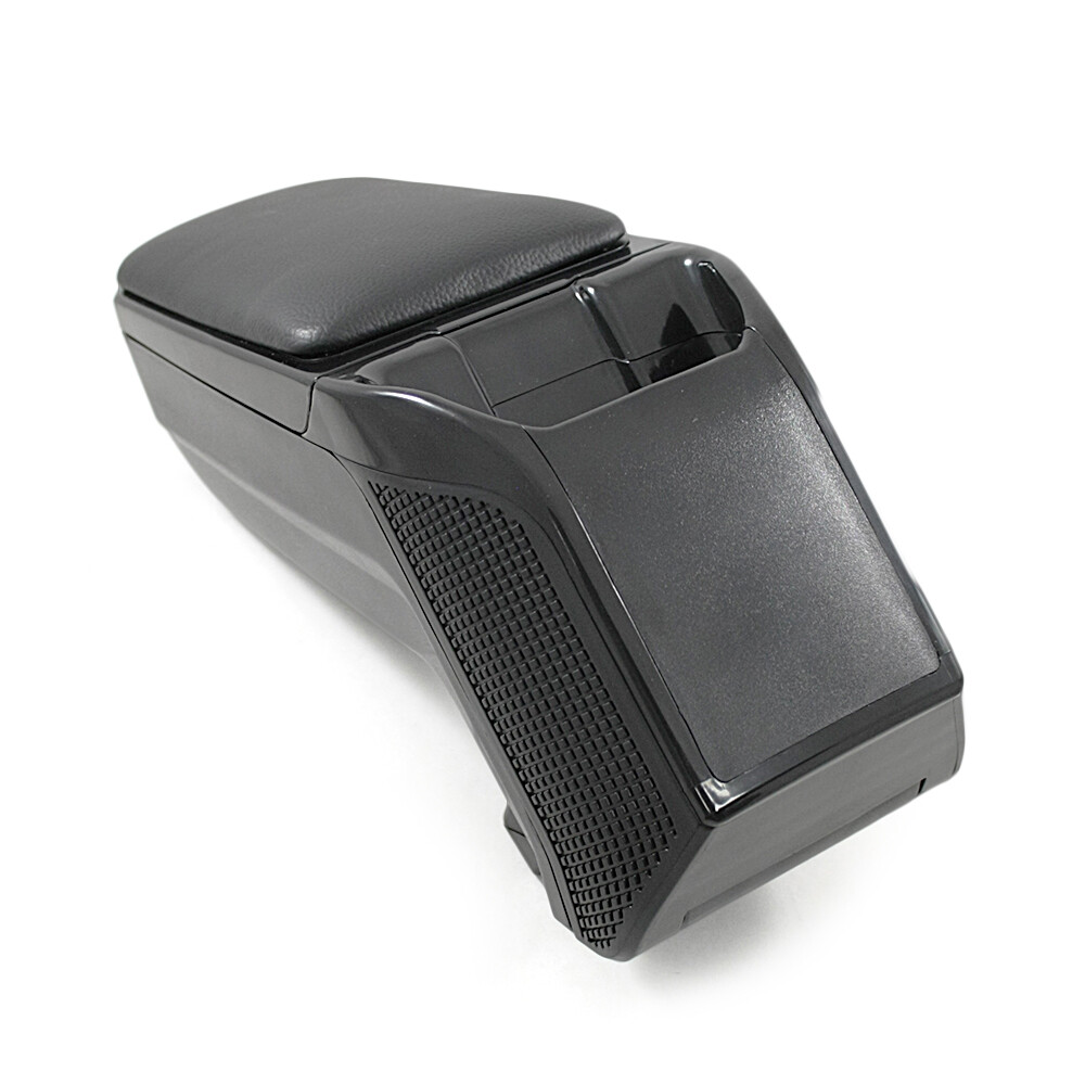 Accoudoir Console Centrale Universel Pour Chevrolet Aveo - Boîte De Rangement Coulissante - Neuf En Simili Cuir Noir