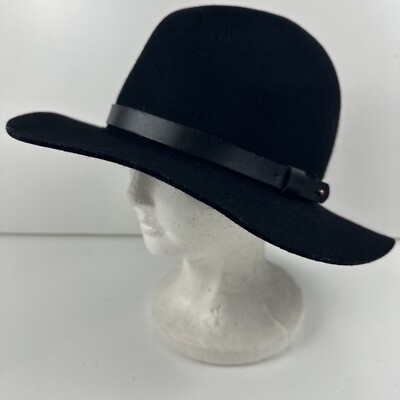 H&M Wool Black 100% Floppy Brim Hat Size Large