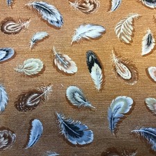 Nature Bird Tan Grey Brown Feather COTTON FABRIC Per Yard VIP Cranston
