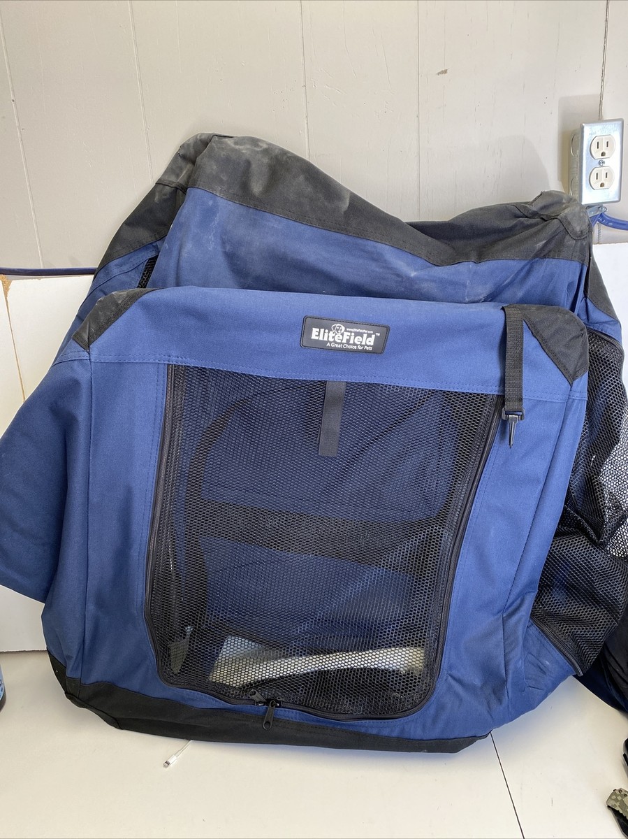 EliteField 3-Door Folding Soft Dog Crate. Blue, SDC-3036NB. No