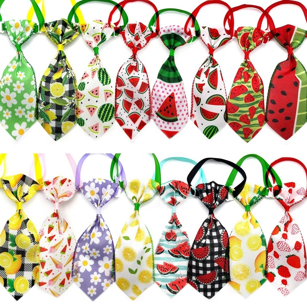 50Pcs Summer Fruits Pattern Dog Bowtie Necktie Collar Pet Grooming Bow Supplies