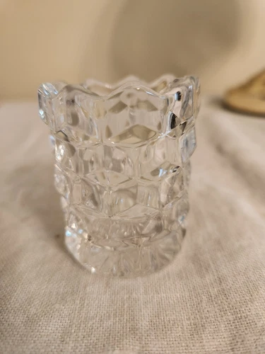 Vintage Fostoria American Clear Glass Toothpick Holder Sawtooth Rim 2.25"