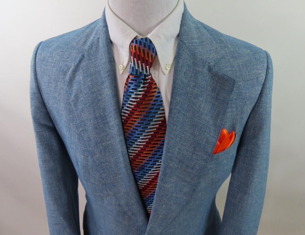 Vintage Aquascutum London Men Solid Light Blue Blazer Jacket Sport