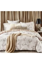 RARE $700 MICHAEL ARAM HOME ORCHID QUEEN DUVET COVER SILVER FLOWER EMBROIDERY 