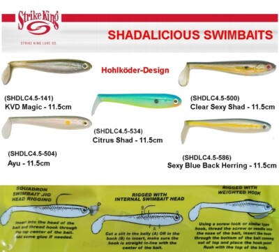 11,5 cm Strike King  Shadalicious im 5 Farben Set / Mixed Colour 5 Swimbait´s