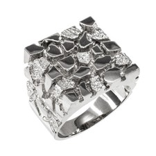 .925 Sterling Silver Men's Classic Nugget Ring