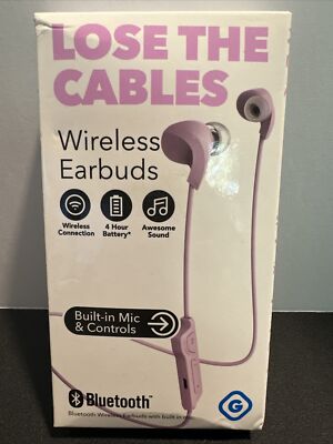 NEW GEMS Lose The Cables Wireless Bluetooth Earbuds w/ Mic & Vol Control - Pink