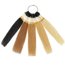 Human Hair Swatches Testing Color Hair Color Sample Rings for Salon Hairdressing