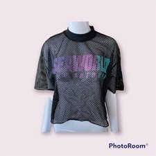 Vtg 90  s Sea World San Antonio Cropped Mesh Jersey Cover Up Barbiecore Ken O/S