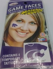 Kansas State 12 count Face  Body Decals Temp Tattoos NCAA Licensed