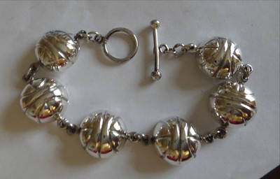 7.25'' Sterling Silver 20 gram Basketball 16mm round ball link Sports Bracelet