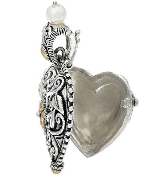 Barbara Bixby Plata de Ley 925 y Oro 18K Corazón Medallón Potenciador Colgante Perla Foto 3 de 4